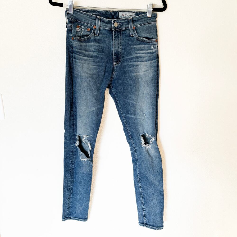 AG Adriano Goldschmied Jeans The Farrah Skinny Ankle Distressed 27R, 10" Midrise